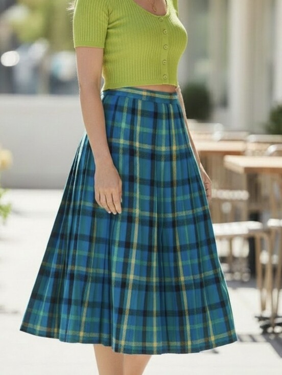 Pendleton Dresses & Skirts - Vintage Pendleton Sophisticates Blue Plaid Pleated Skirt Women’s Size 8 USA